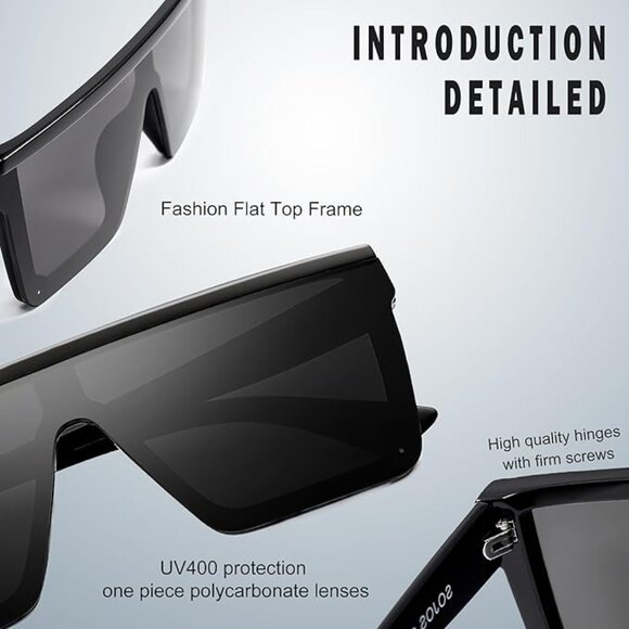 Square Big Sunglasses Women Thick Frame Flat Top Mirrored Sunnies Shades main image 5